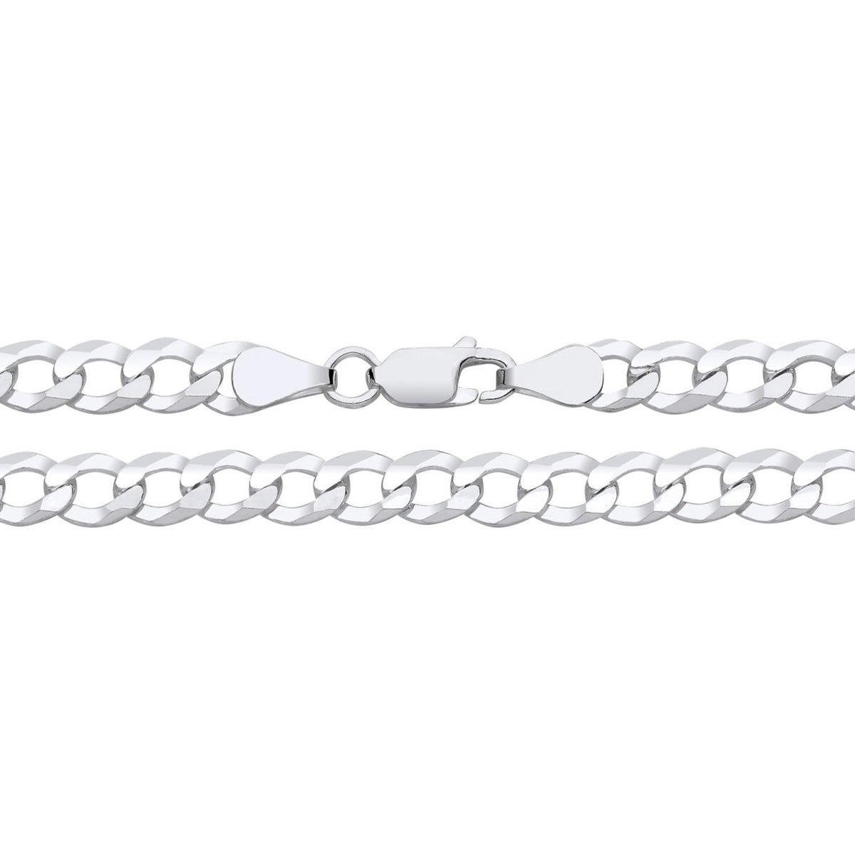 Men's Flat Curb Bracelet Sterling Silver 8" 925 Hallmarked 6mm Wide