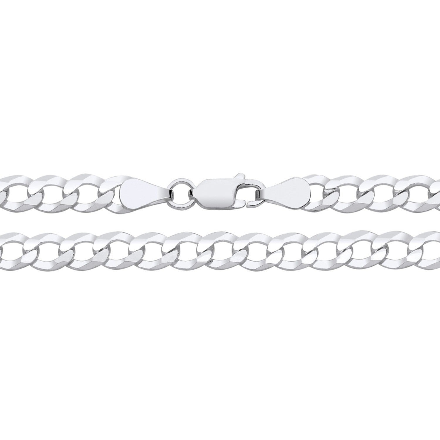Men's Flat Curb Bracelet Sterling Silver 8" 925 Hallmarked 6mm Wide