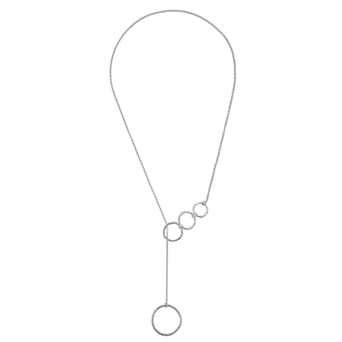 Silver Hoop Lariat Necklace Solid Sterling Silver 26" Length Hallmark Luxury Box