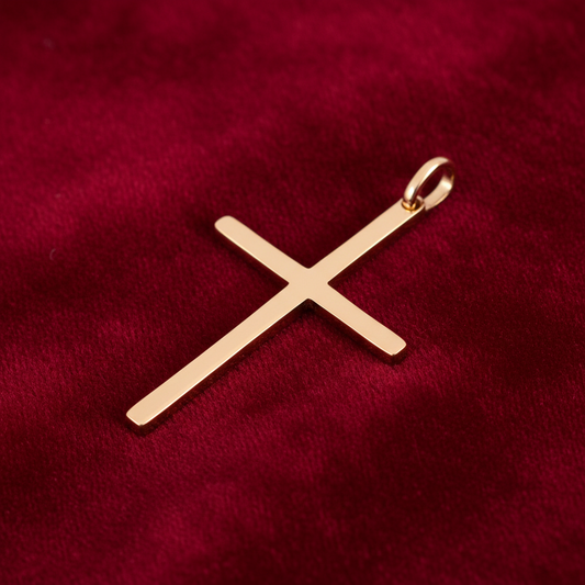 18ct Gold Ankh Cross Pendant on Sterling Silver 925 Hallmark 40mm 18" Chain