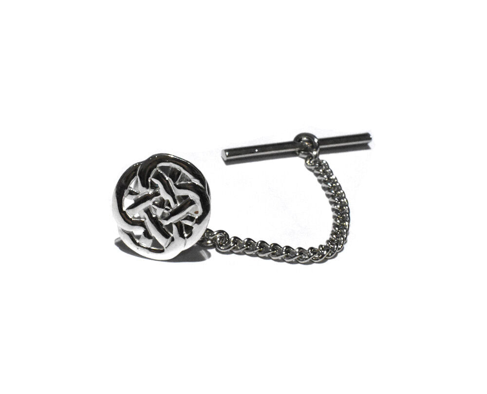 Men's Sterling Silver Oval Celtic Tie Tack - British Made - Hallmarked
