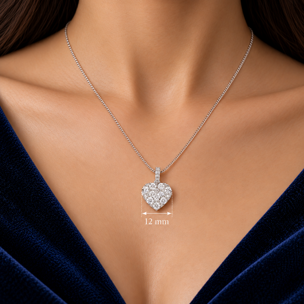 1 Carat Diamond Heart Pendant Necklace 18ct White Gold 18" Chain Real Diamonds