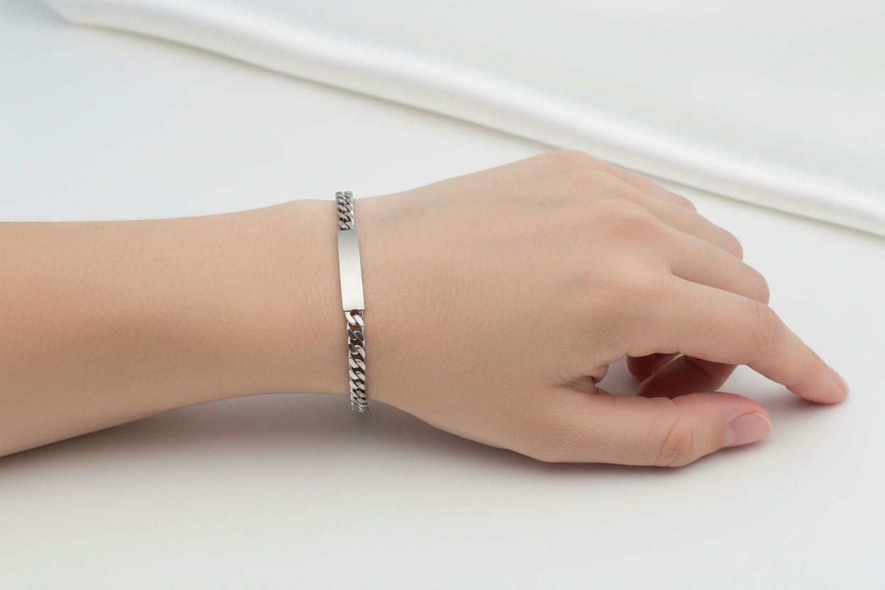 Men's I D Bracelet Oxidised Finish Link Gent's Bracelet 925 Sterling Silver