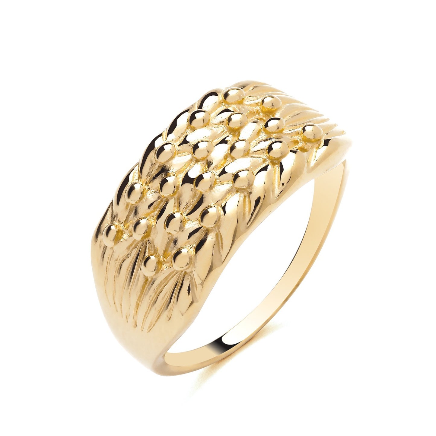 Men's 4 Row Keeper Ring 18ct Yellow Gold on Solid Sterling Silver Size M - Z