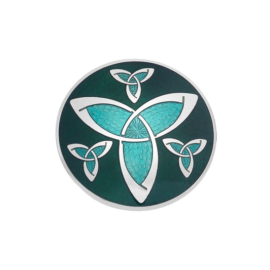 Celtic Trinity Knots Brooch Green Silver Plated Brand New Gift Packaging
