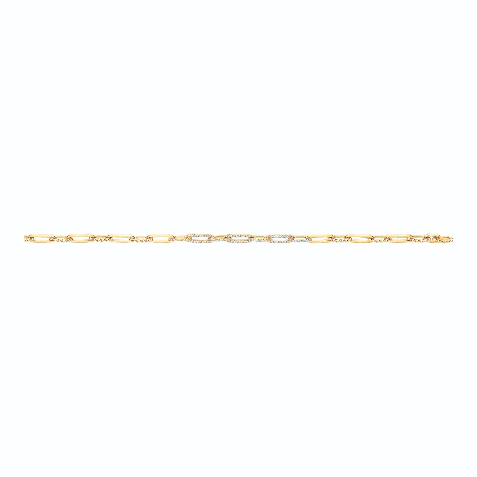 9ct Yellow Gold 0.42ct Diamond Bracelet Paper Chain Made in London