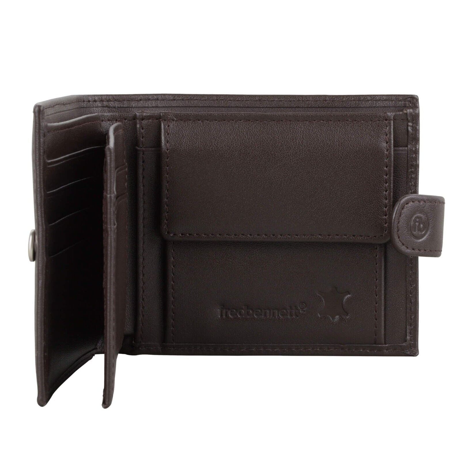 Fred Bennett Brown Leather Wallet with Coin Purse Free Laser Engraving W016