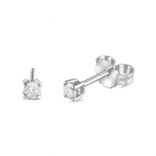 9ct White Gold 0.15ct Claw Set Diamond Stud Earrings Made in London Hallmarked