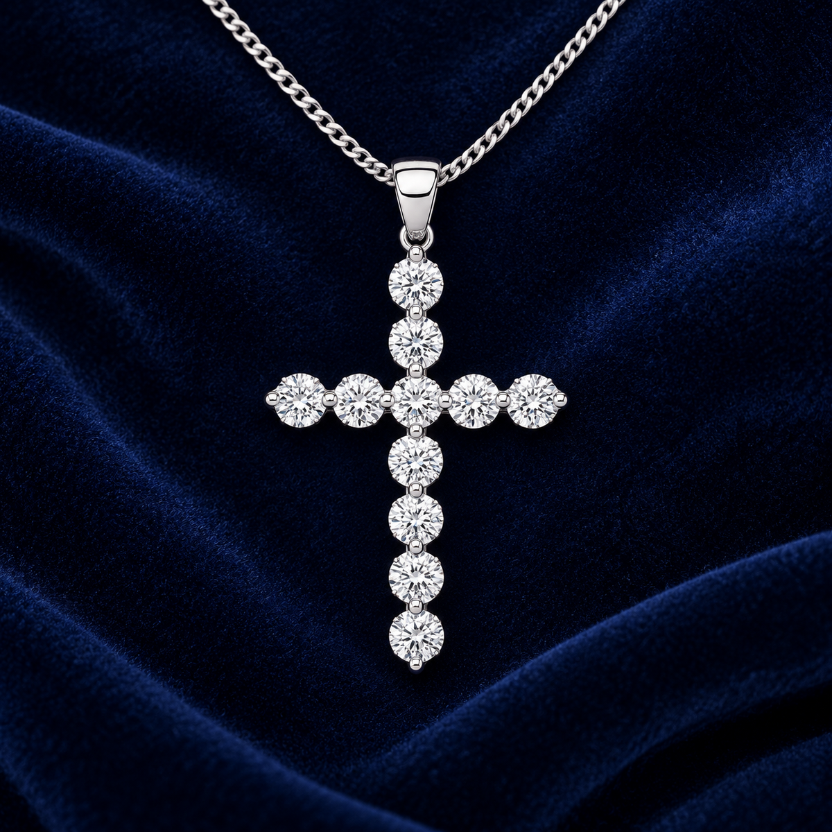 Genuine Diamond Cross Pendant 18ct White Gold 18" 45cm 0.70ctw Premium Diamonds