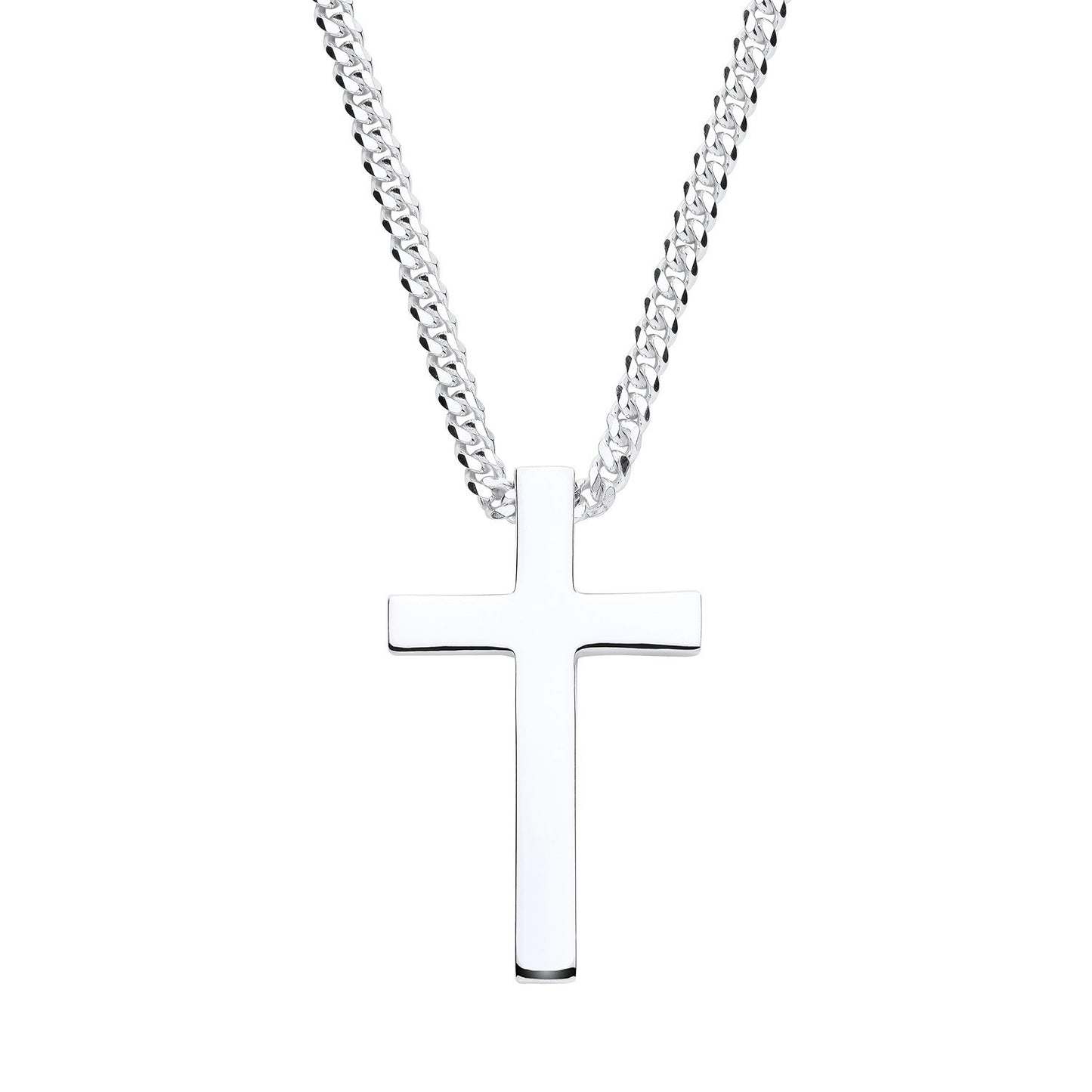 Mens Heavy Weight Cross Pendant and 24" Chain Solid Sterling Silver Hallmarked