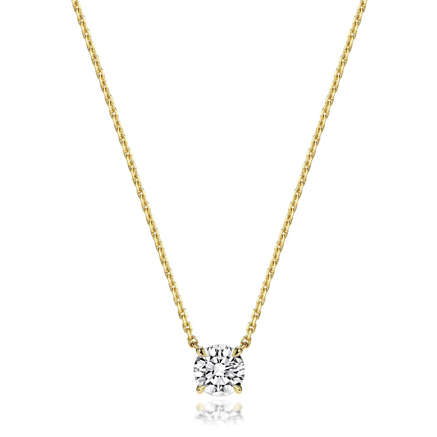 Lab Grown Floating Diamond Necklace in 18ct Yellow Gold 15 - 17" IGI Certified