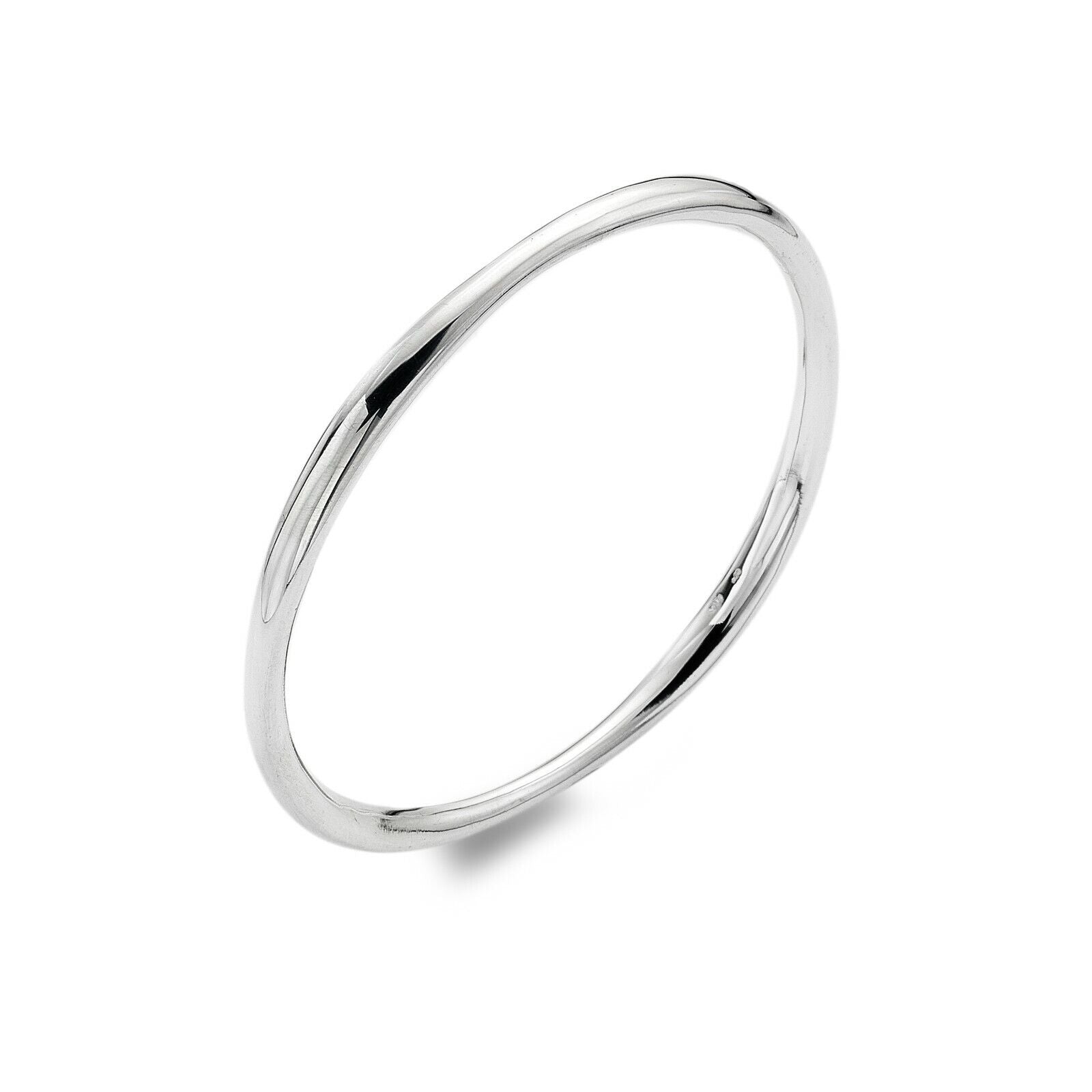 Silver Organic Circle Bangle Solid Sterling Silver Hallmarked Luxury Box