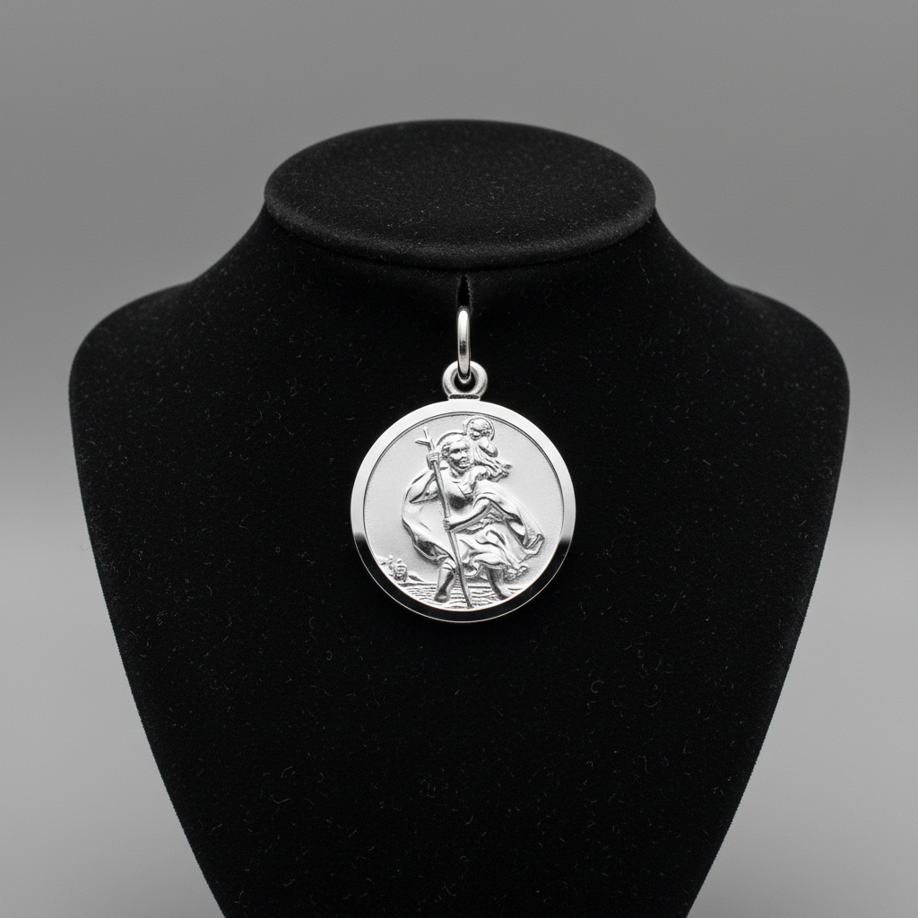 Sterling Silver St Christopher 925 Hallmark 18mm Diameter