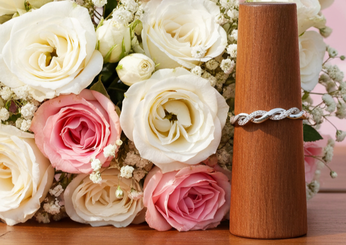 Natural Diamond Twist Eternity Ring Rhodium on Solid Sterling Silver 925