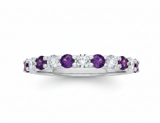 Sterling Silver Amethyst Eternity Ring Anniversary Band 925 Hallmark Size K - S