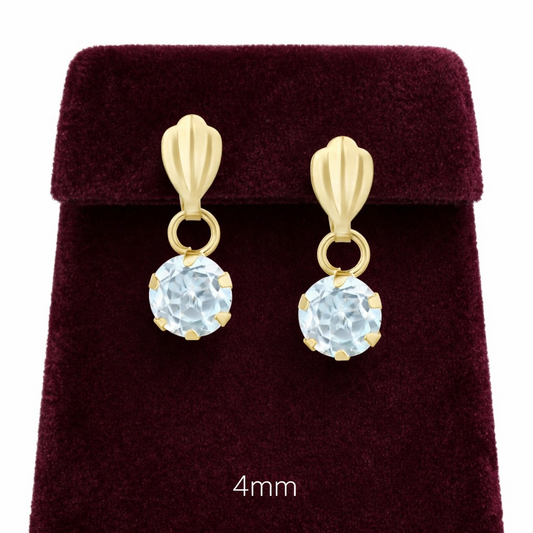 Natural Blue Topaz Drop Earrings Solid 9ct Yellow Gold Hallmarked