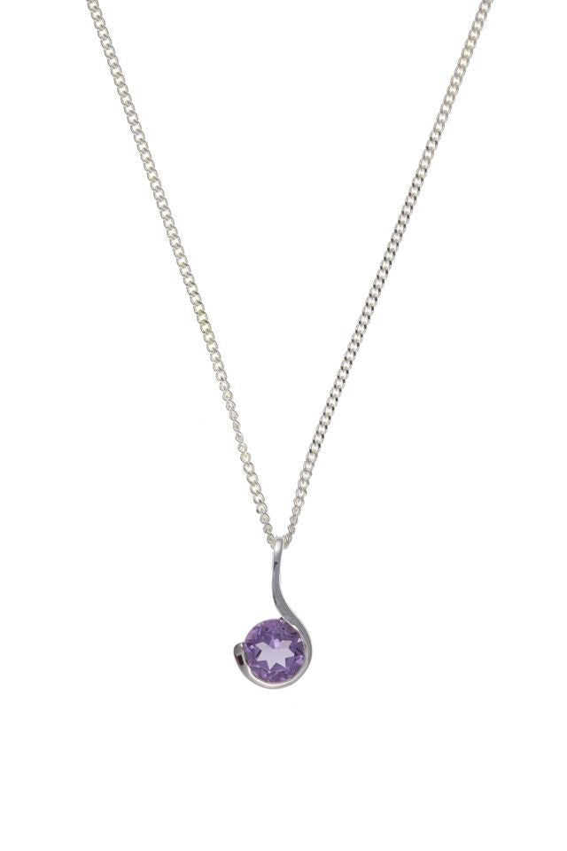 Real Amethyst Solitaire Set Matching Pendant and Earrings 925 Sterling Silver