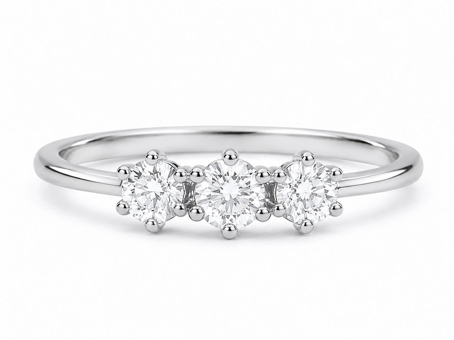 Sterling Silver Three Stone Trilogy Ring 925 Hallmark Engagement Size J-V