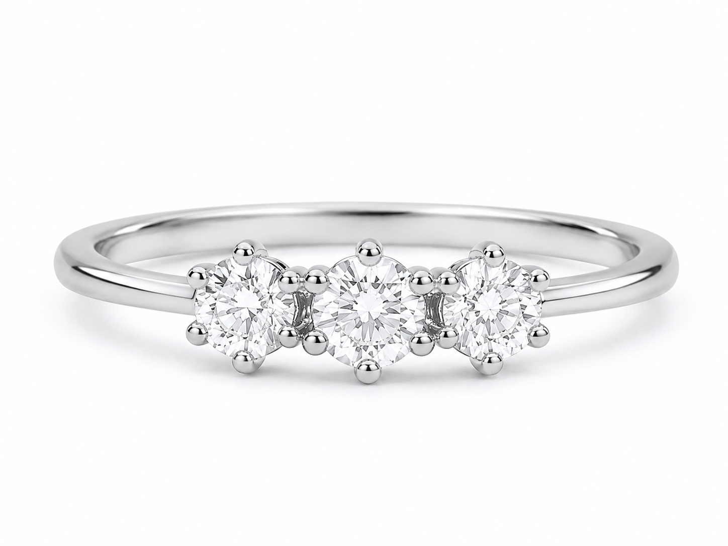 Sterling Silver Three Stone Trilogy Ring 925 Hallmark Engagement Size J-V