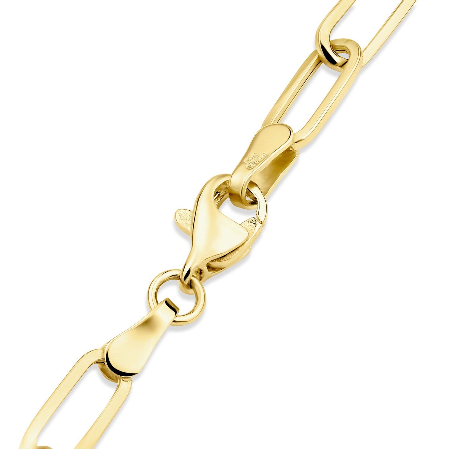 Yellow Gold Paperclip Chain Bracelet With Freshwater Pearl  375 Hallmark 19.5cm