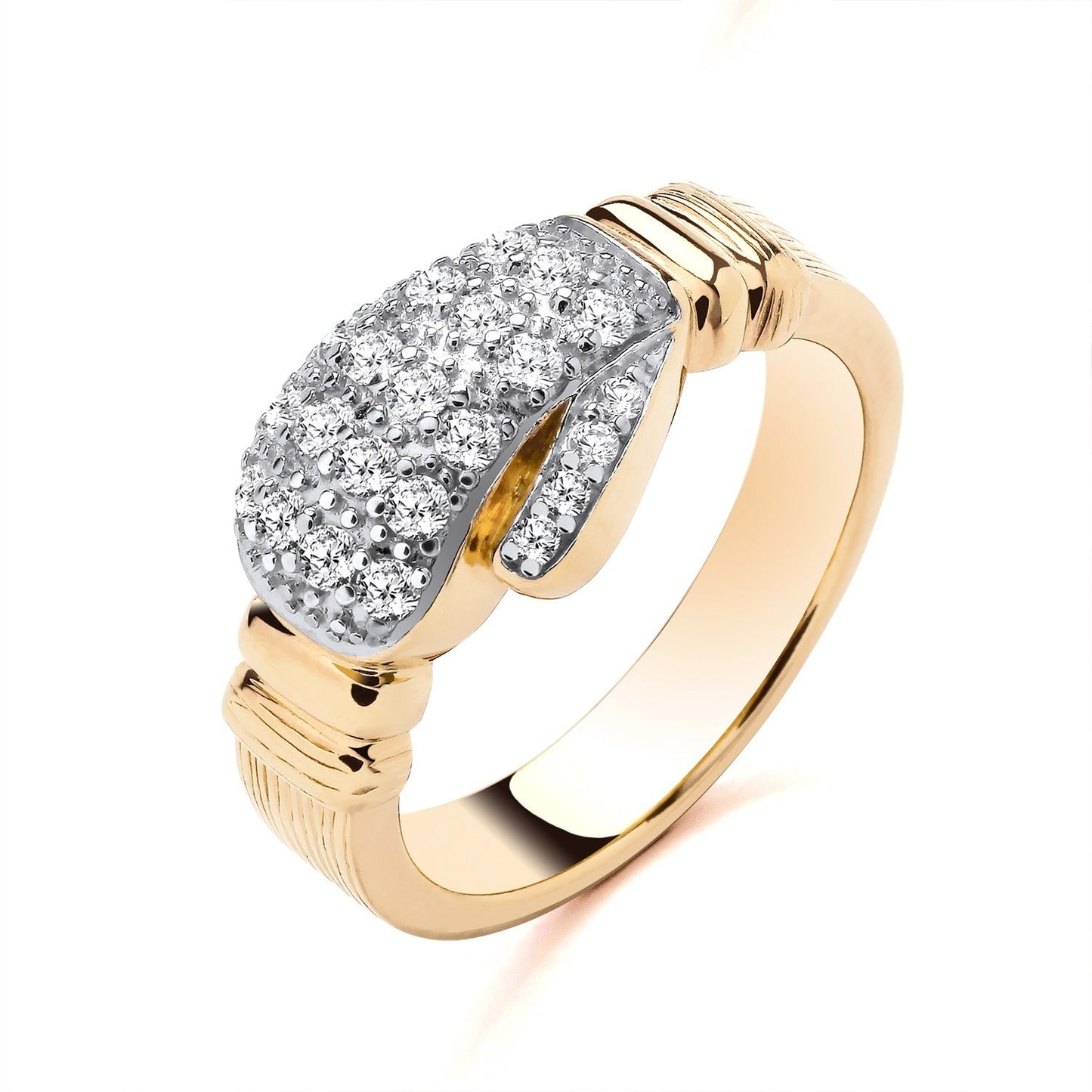 18ct Gold Gents Boxing Glove Ring on Solid Sterling Silver Size P - Z+1 Hallmark