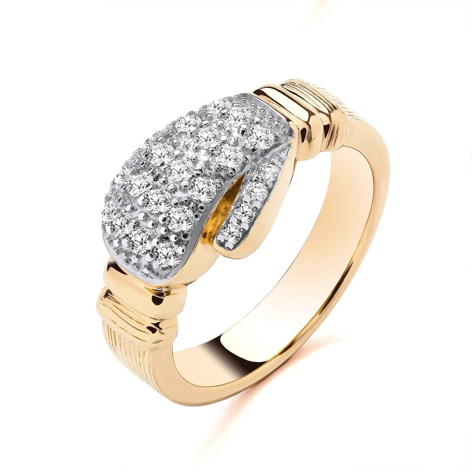 18ct Gold Gents Boxing Glove Ring on Solid Sterling Silver Size P - Z+1 Hallmark