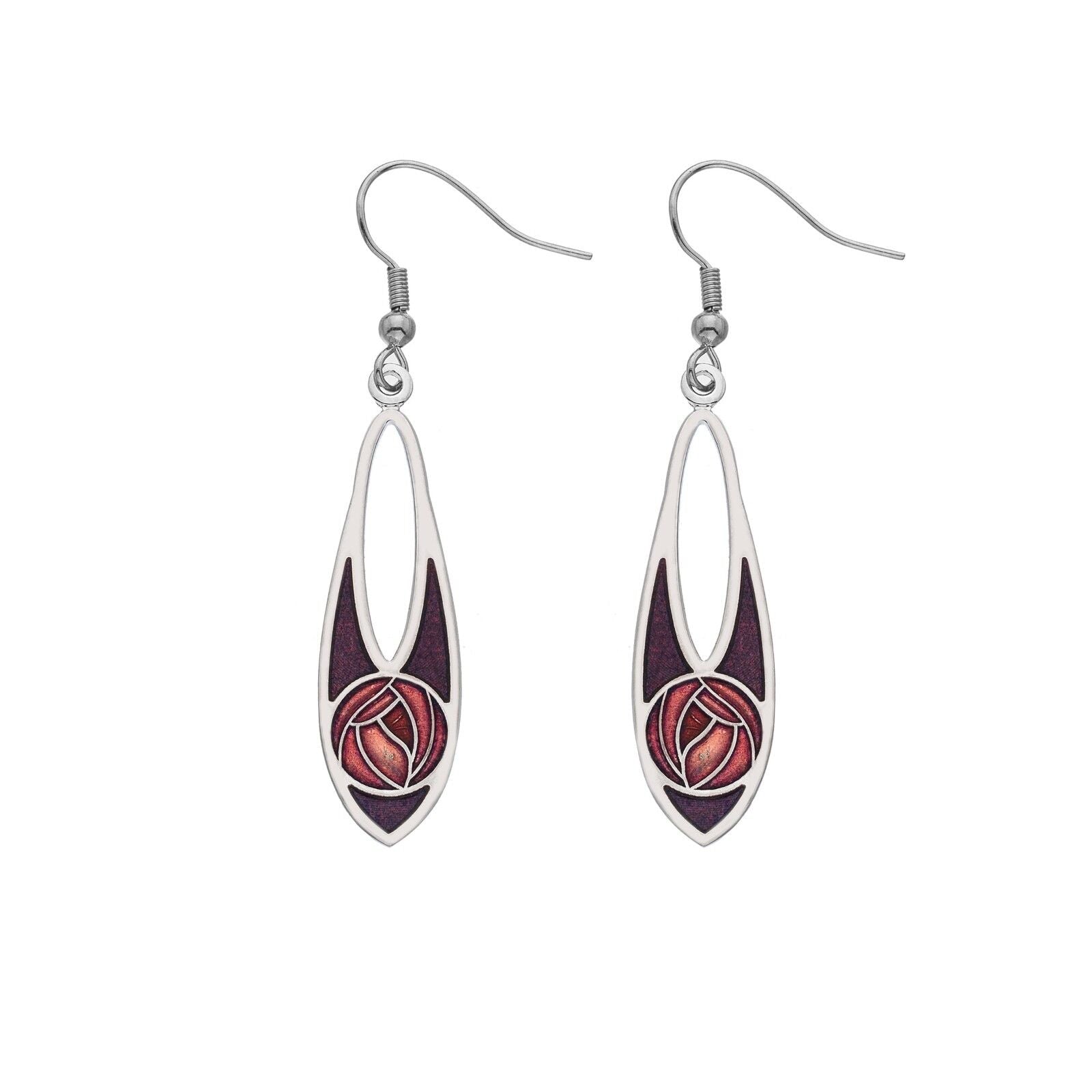 Mackintosh Teardrop Earrings With Rose Silver Plated Branded Packaging