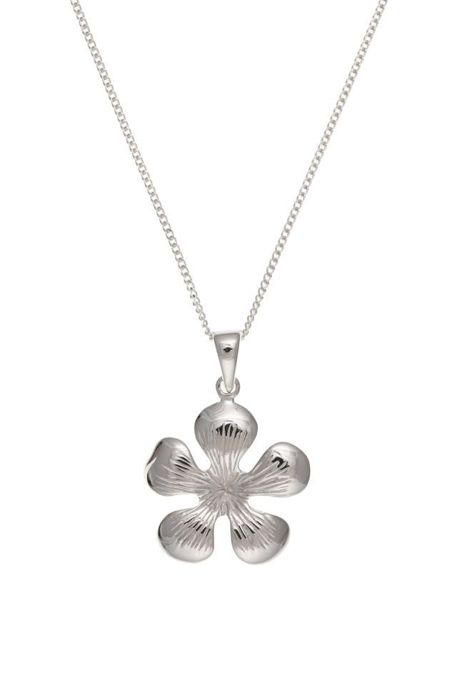 Flower Matching Pendant and Earrings Set Solid Sterling Silver 925 18" Chain