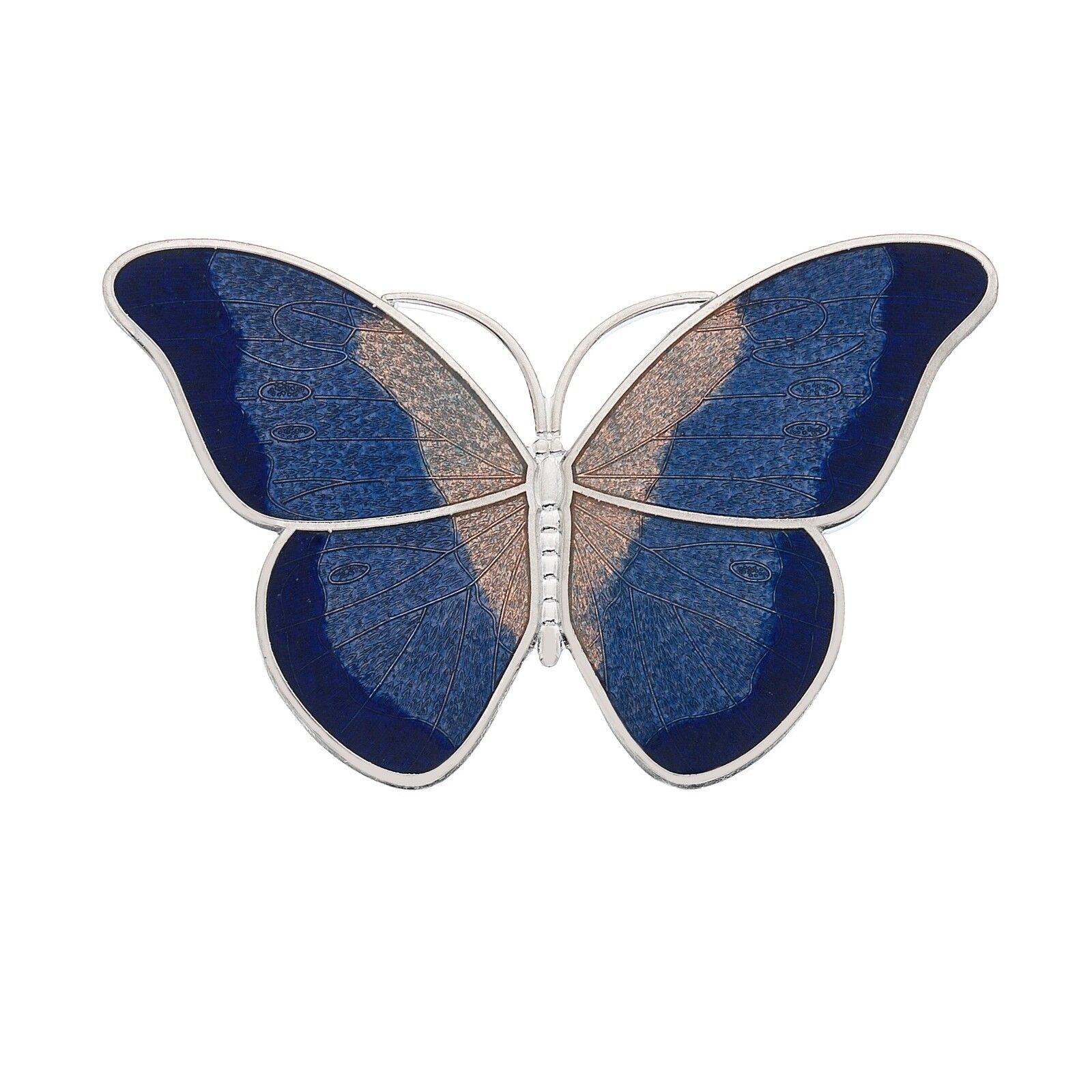 Large Blue Butterfly Brooch Silver Plated Brand New Gift Packaging