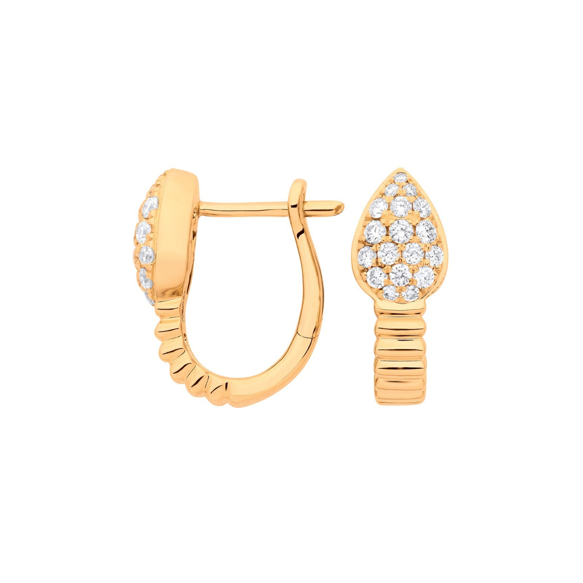 Real Diamond Snake Huggie Hoop Earrings 9ct Yellow Gold 0.50ctw Mined Diamonds