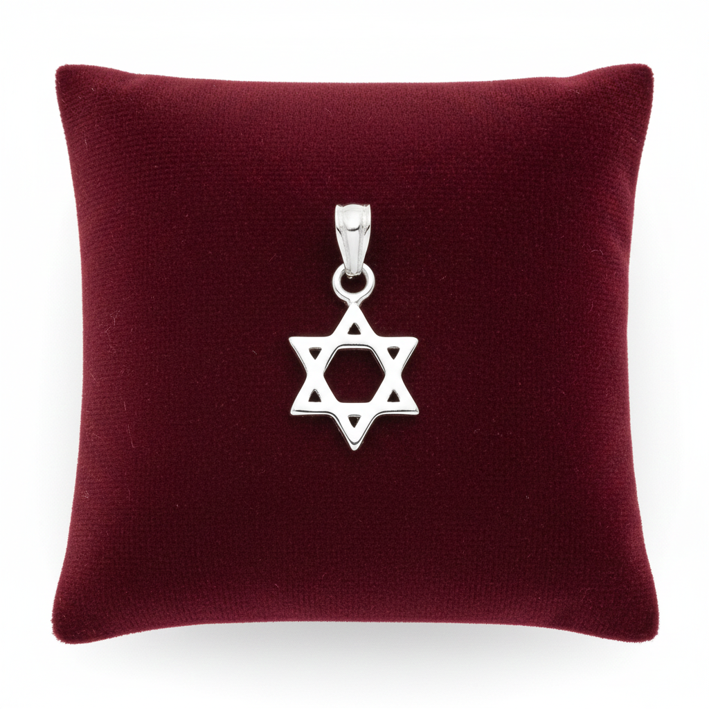Star of David Pendant Solid Sterling Silver 925 Hallmark 9mm Diameter
