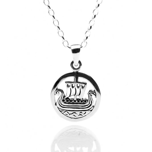 Viking Ship Pendant Sterling Silver Necklace 925 Hallmark All Chain Lengths