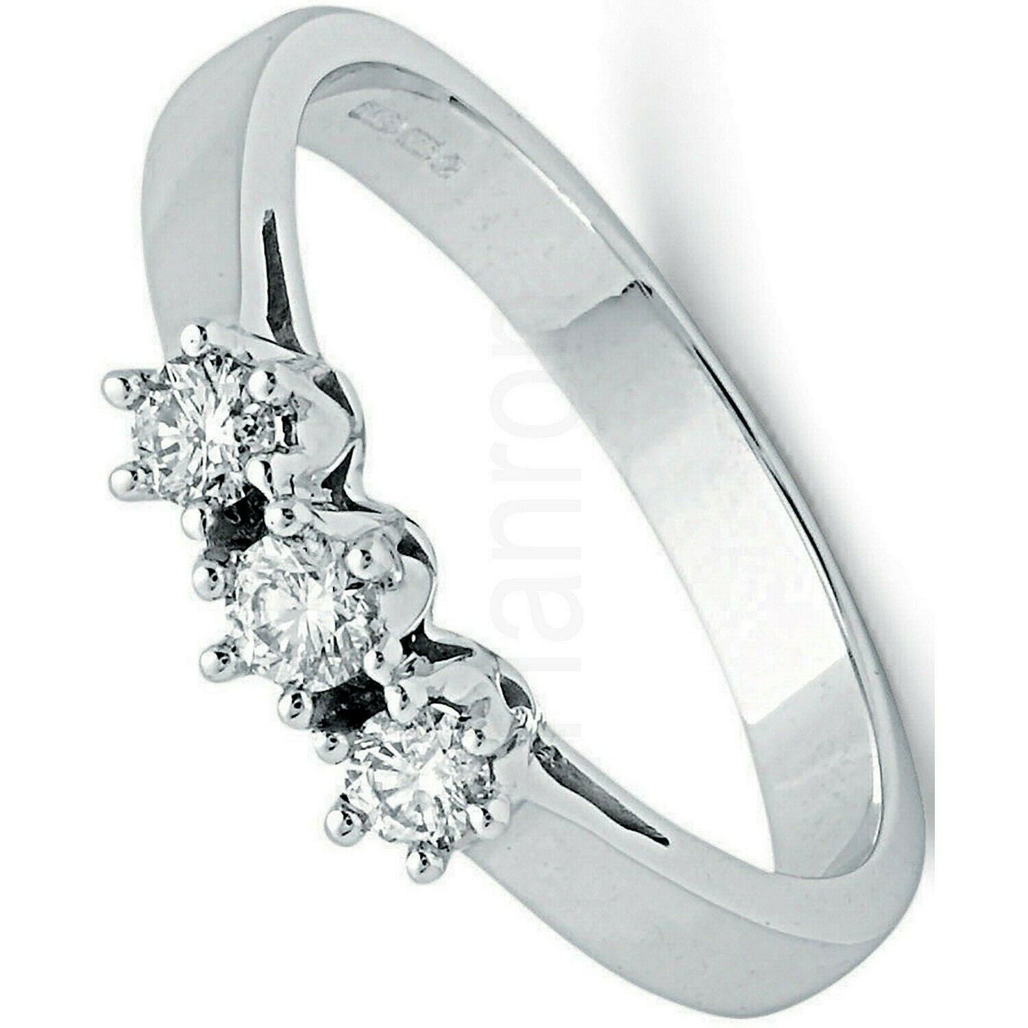 9ct White Gold 0.30ctw Diamond Trilogy Ring Three Stone Engagement