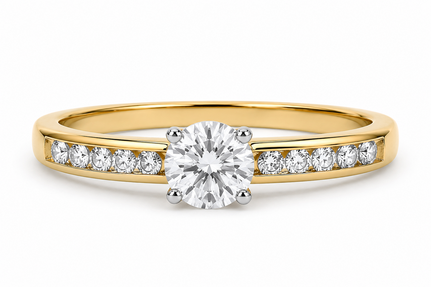 18ct Gold Solitaire Engagement Ring Solid Sterling Silver 925 6mm Stone Size J-V