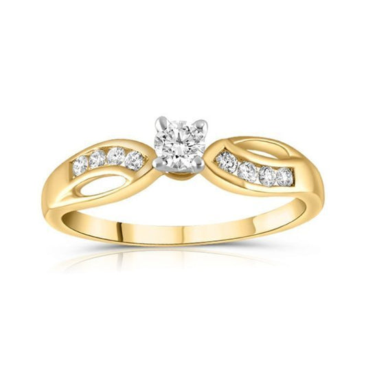 9ct Yellow Gold 0.26ct Diamond Solitaire Engagement Ring Size J - Q