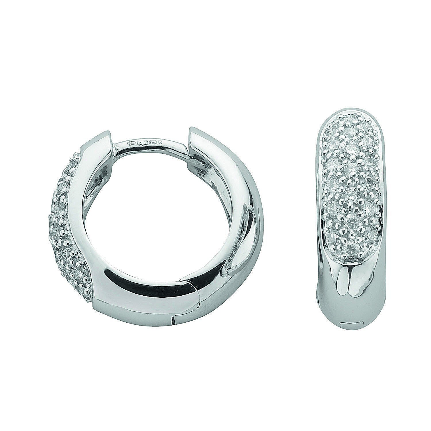 9ct White Gold 0.50ct Diamond Huggie Hoop Earrings - 17mm