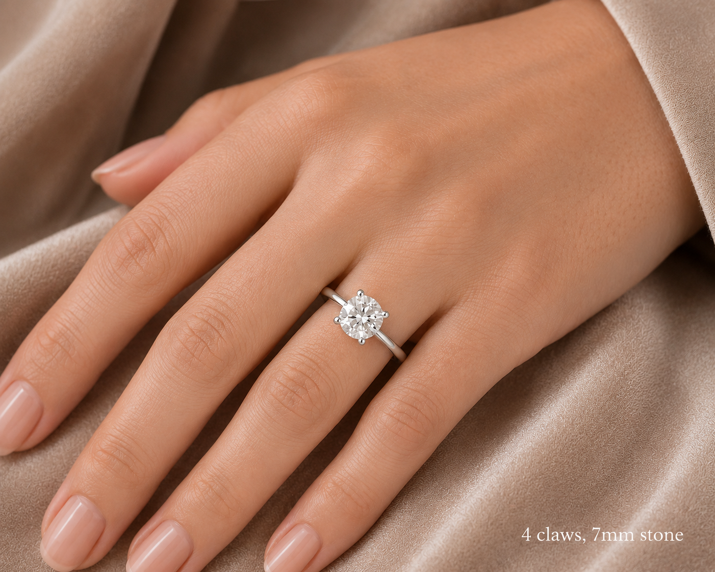 7mm Solitaire Engagement Ring Solid Sterling Silver 925 Size J-V
