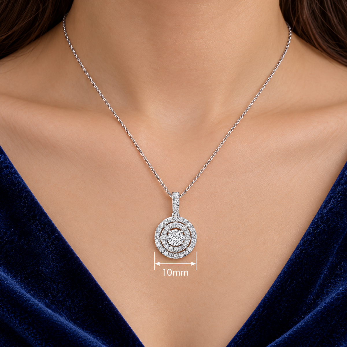 Dancing Moveable Diamond Pendant 9ct White Gold 18" Chain 0.33ctw Real Diamonds