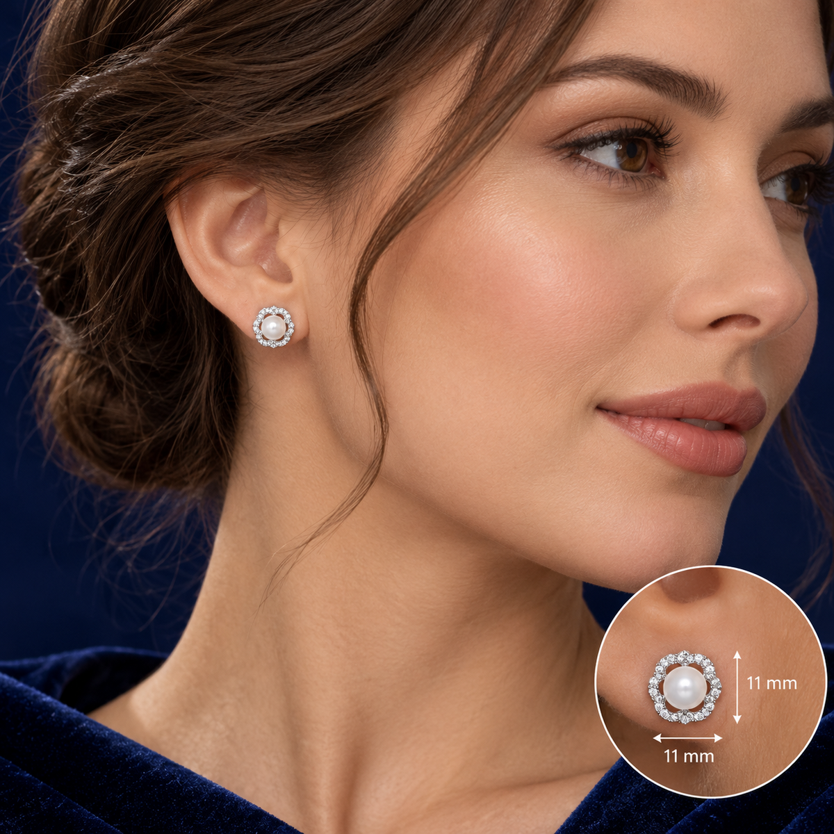 Freshwater Pearl Flower Earrings 9ct White Gold Real Mined Diamonds 11mm Wide