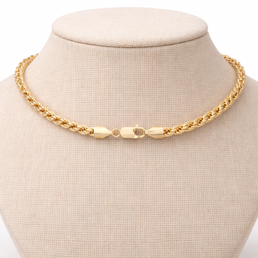 18ct Gold Rope Chain 4mm on Solid Silver Diamond Cut Full Hallmark 25 grams 20"