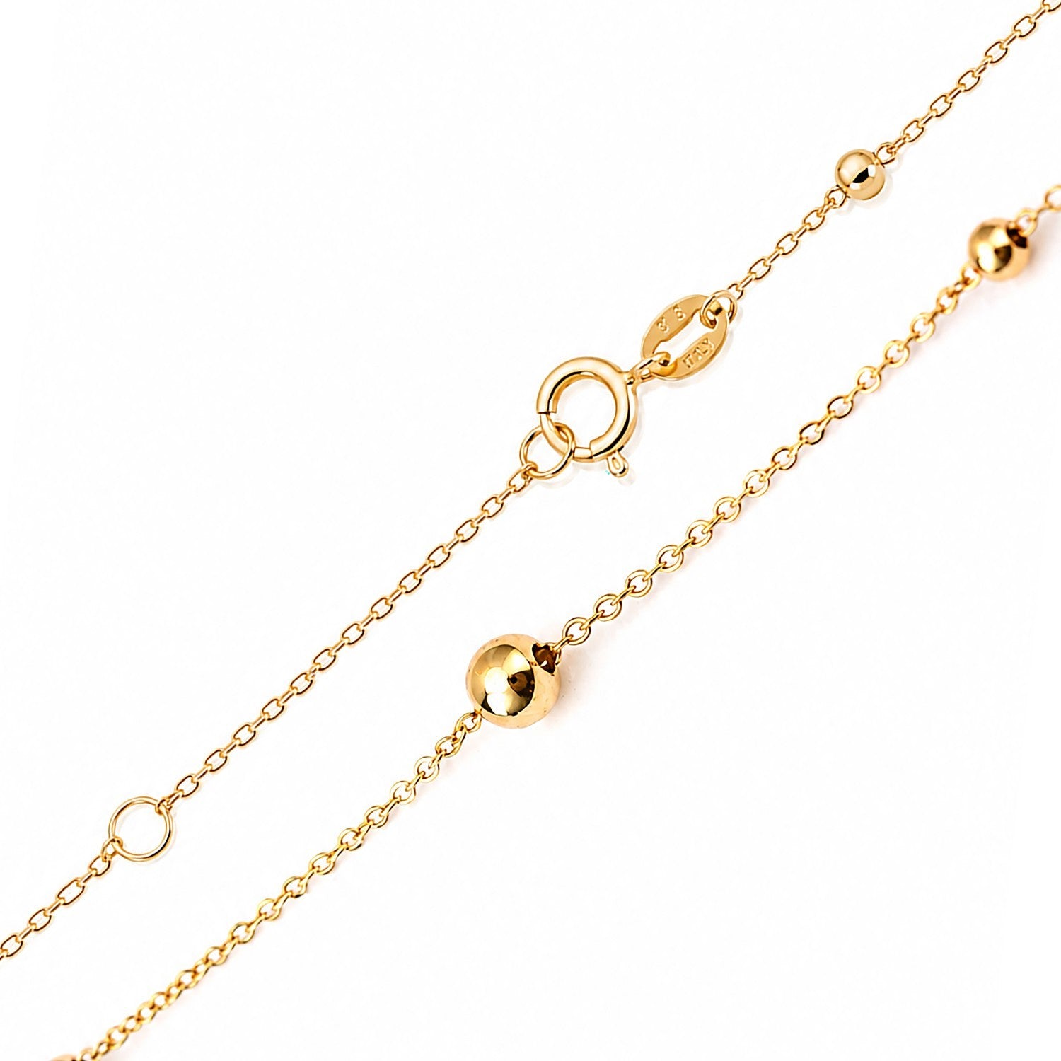 Gold Beaded Station Chain Bracelet 9ct Yellow Gold 375 Hallmark 19cm