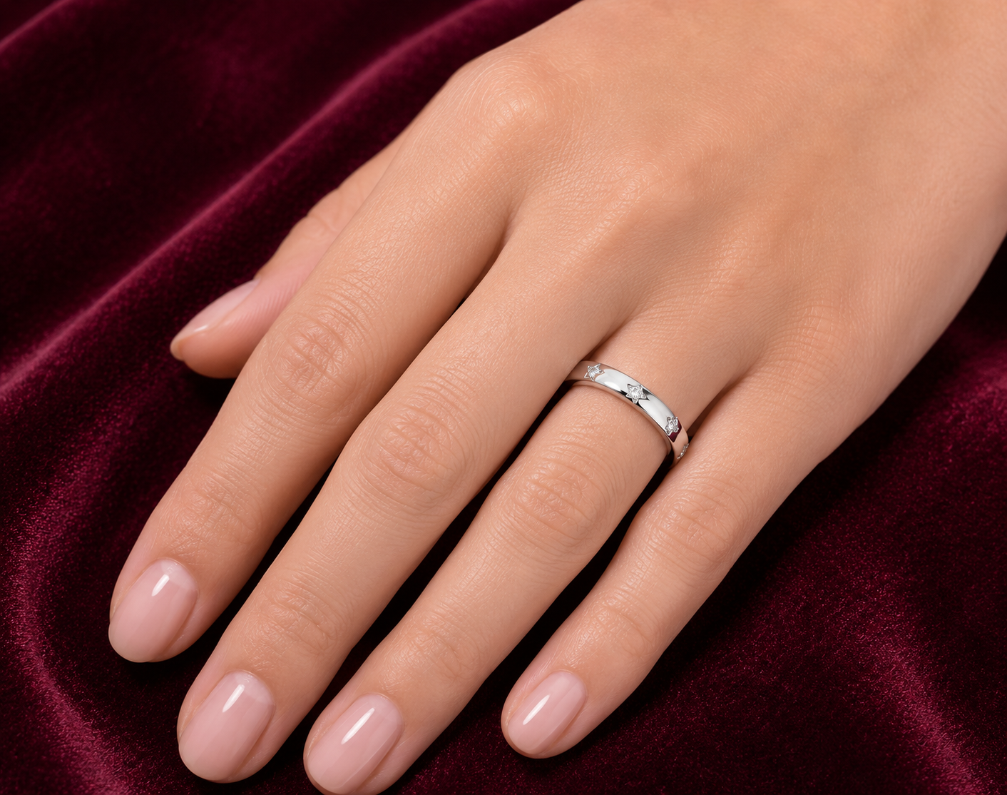 Sterling Silver 4mm Wedding Band Ring 925 Hallmark Zircon Gemstones Size J - U