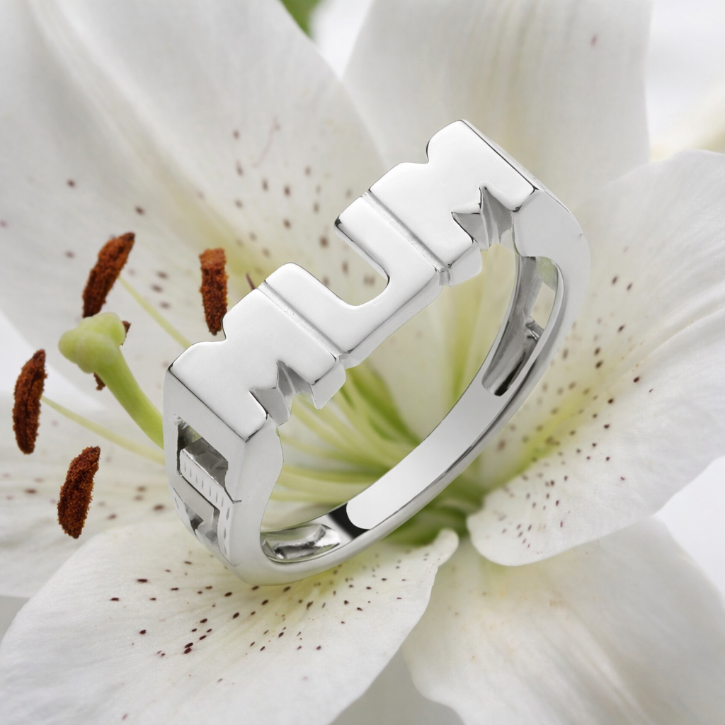 MUM Ring Solid Sterling  Silver 925 Hallmark Size K - V Identity Shoulders
