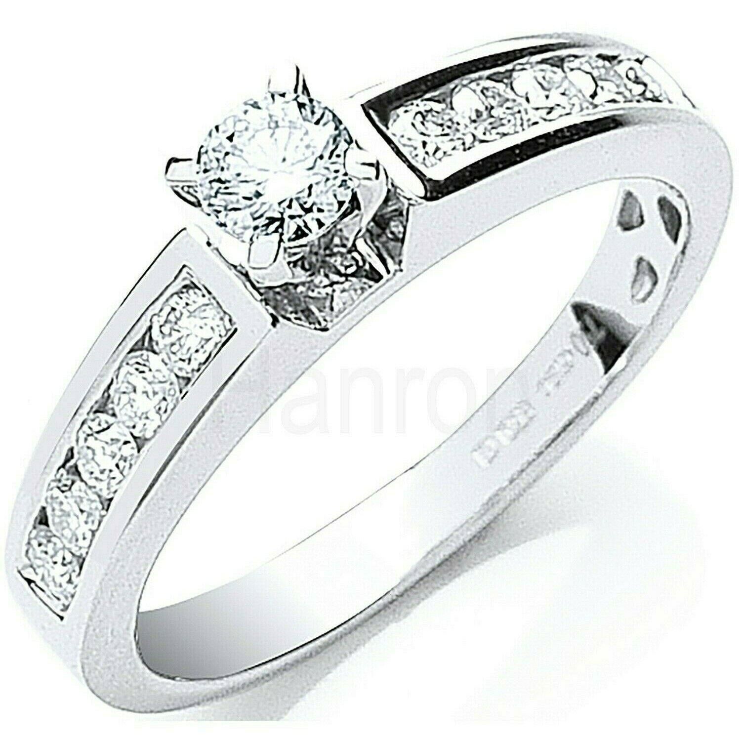 Real Diamond Solitaire Ring 18ct White Gold 0.50 Carat Weight