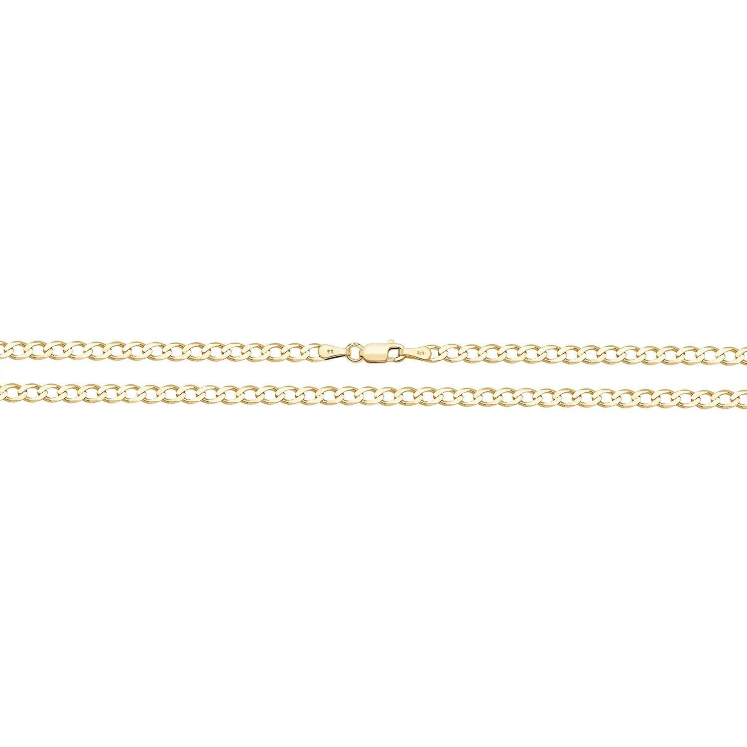 9ct Yellow Gold Curb Chain 20" Mens Gents 3mm Wide Hallmark British 5.7 Grams