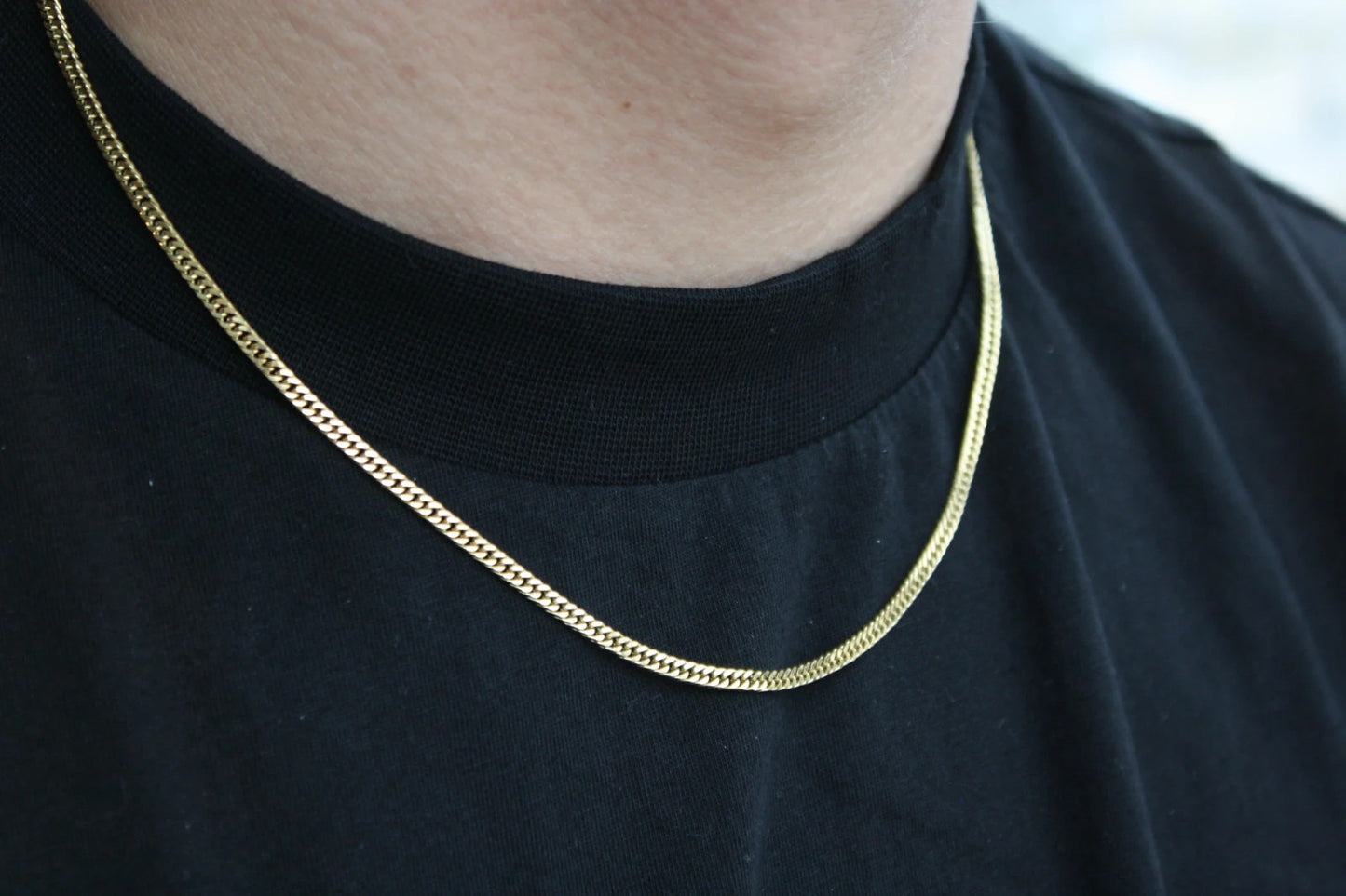 18ct Gold Double Curb Chain on Solid Silver 18" 2.7mm Wide British Made Hallmark