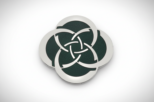 Celtic Slim Knot Brooch Silver Plated Green Brand New Gift Packaging