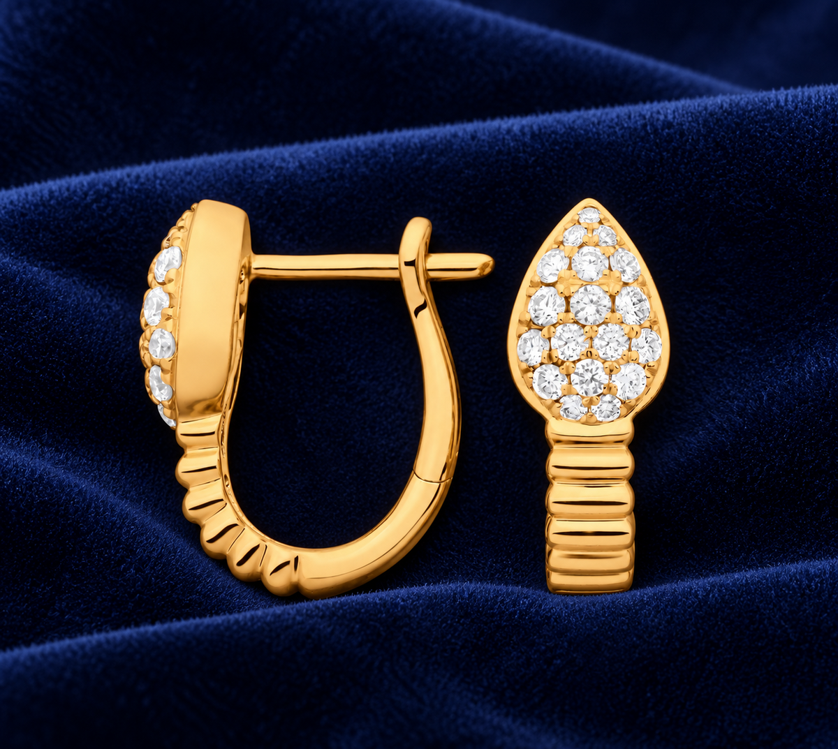 Real Diamond Snake Huggie Hoop Earrings 9ct Yellow Gold 0.50ctw Mined Diamonds