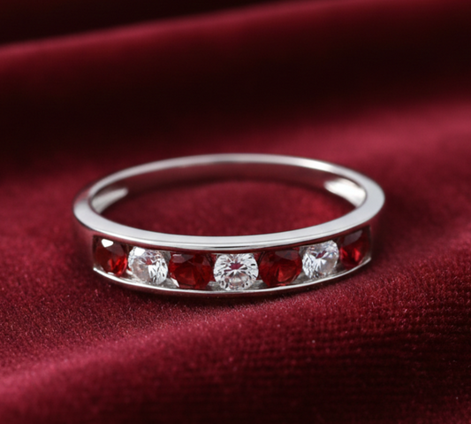 Sterling Silver Ruby Eternity Ring Channel Set Band 925 Hallmark Size K-S