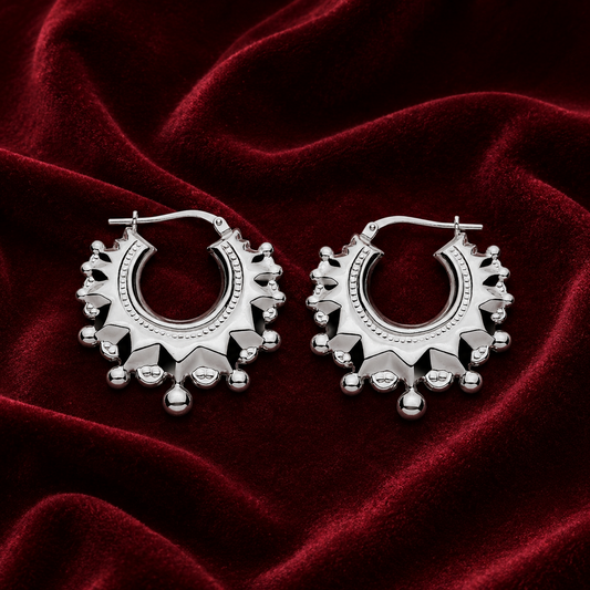Sterling Silver Creole Hoop Earrings 28mm Diameter 925 Hallmark